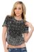 Main image of Short Sleeved Net Top with Silver Petal Sequins